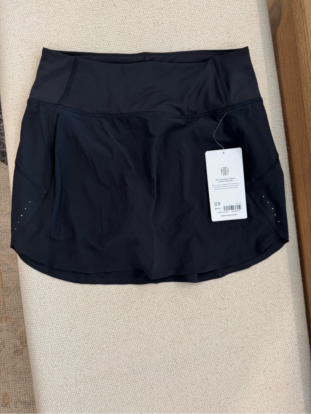 Athleta Black Athletic Mini Skirt with Side Vent Perforations